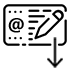 Icono de un formulario con un lápiz y un signo de arroba.